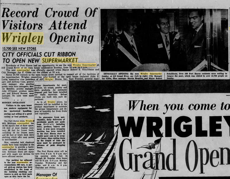 Wrigley Supermarket - 1957 Article (newer photo)